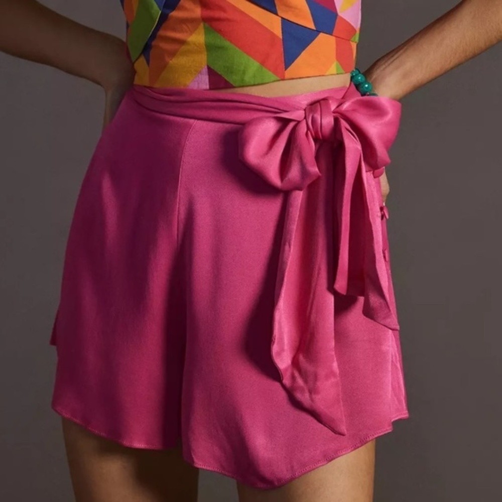 Anthropologie Maeve Pink Wrap Mini Skort Skirt